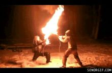 Fire swordfighting. My life is now complete.