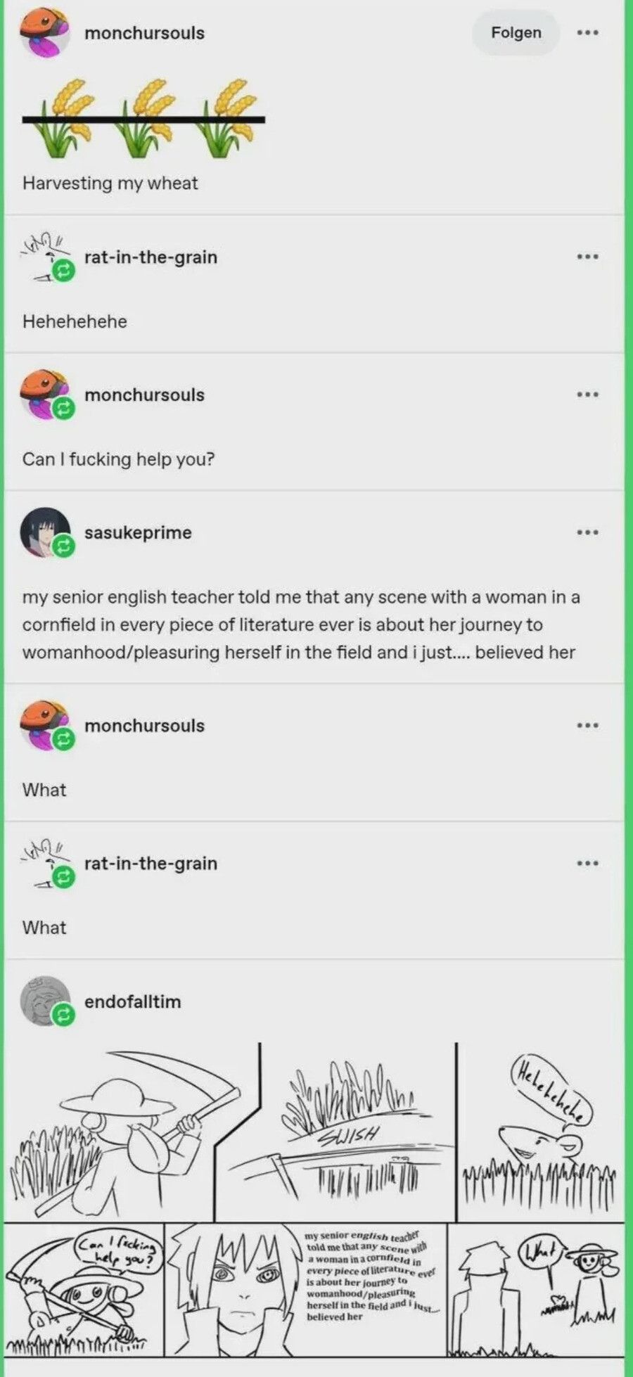 Strange way to continue a conversation