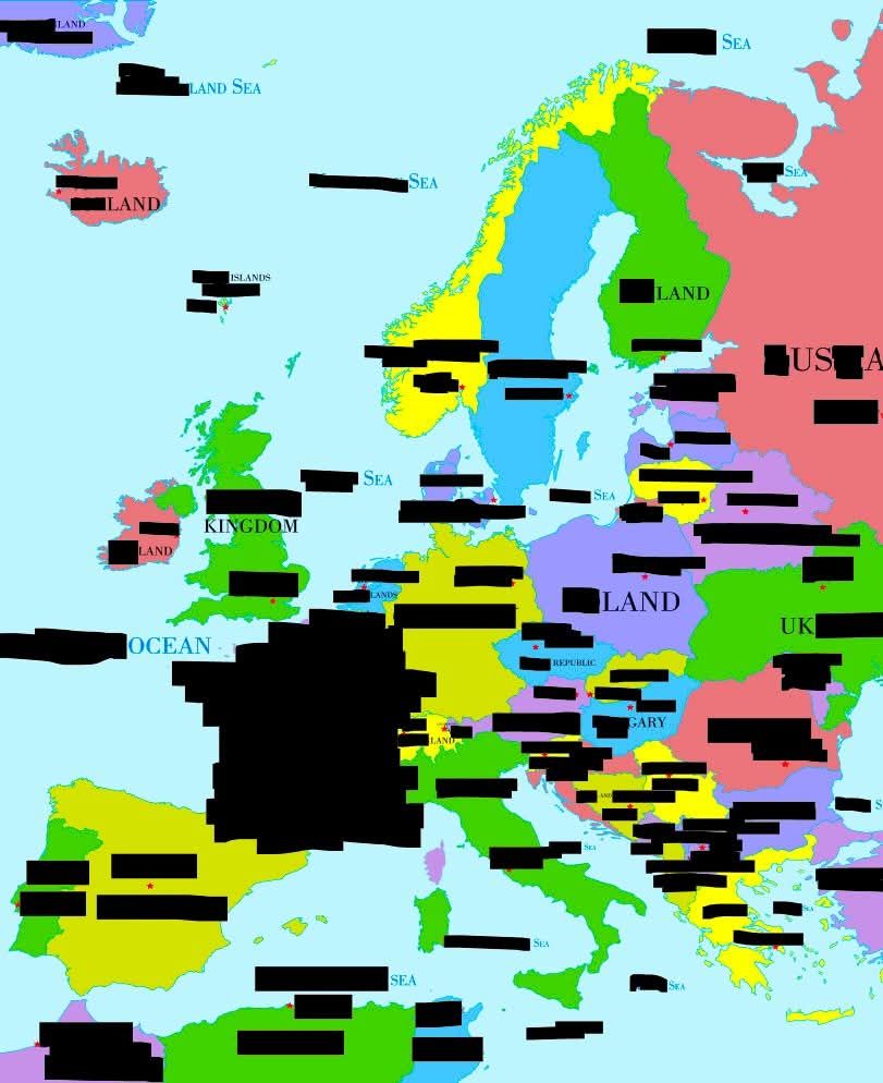 Map of Europe according to the DOJ