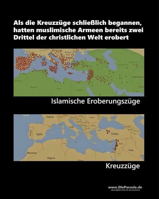 Top: Islamic Occupation, which led to Bottom: Crusades