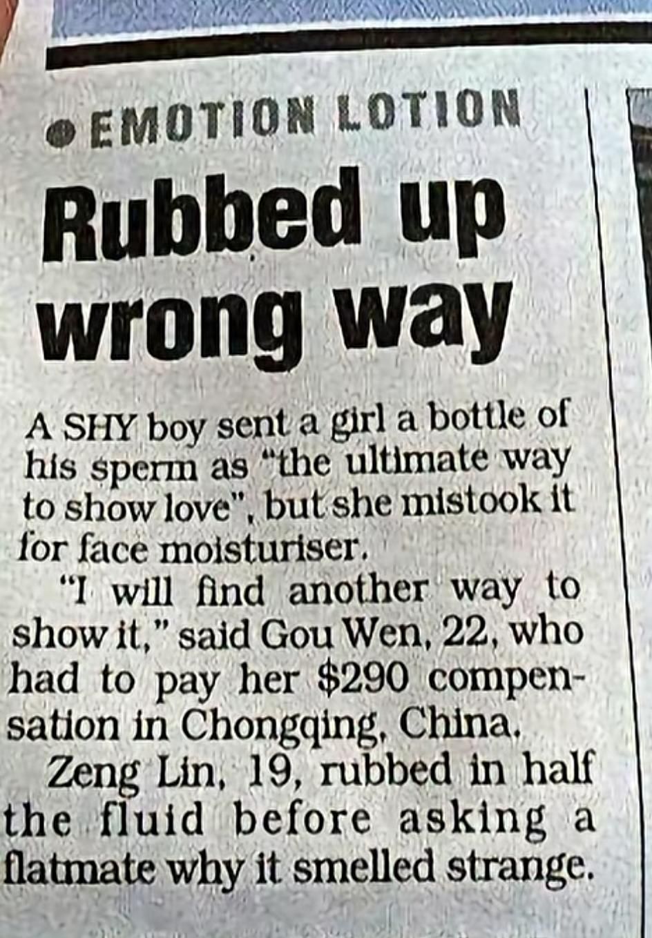 A man can't even gift a woman a bottle of c*m anymore... What has the world turned to? :-/