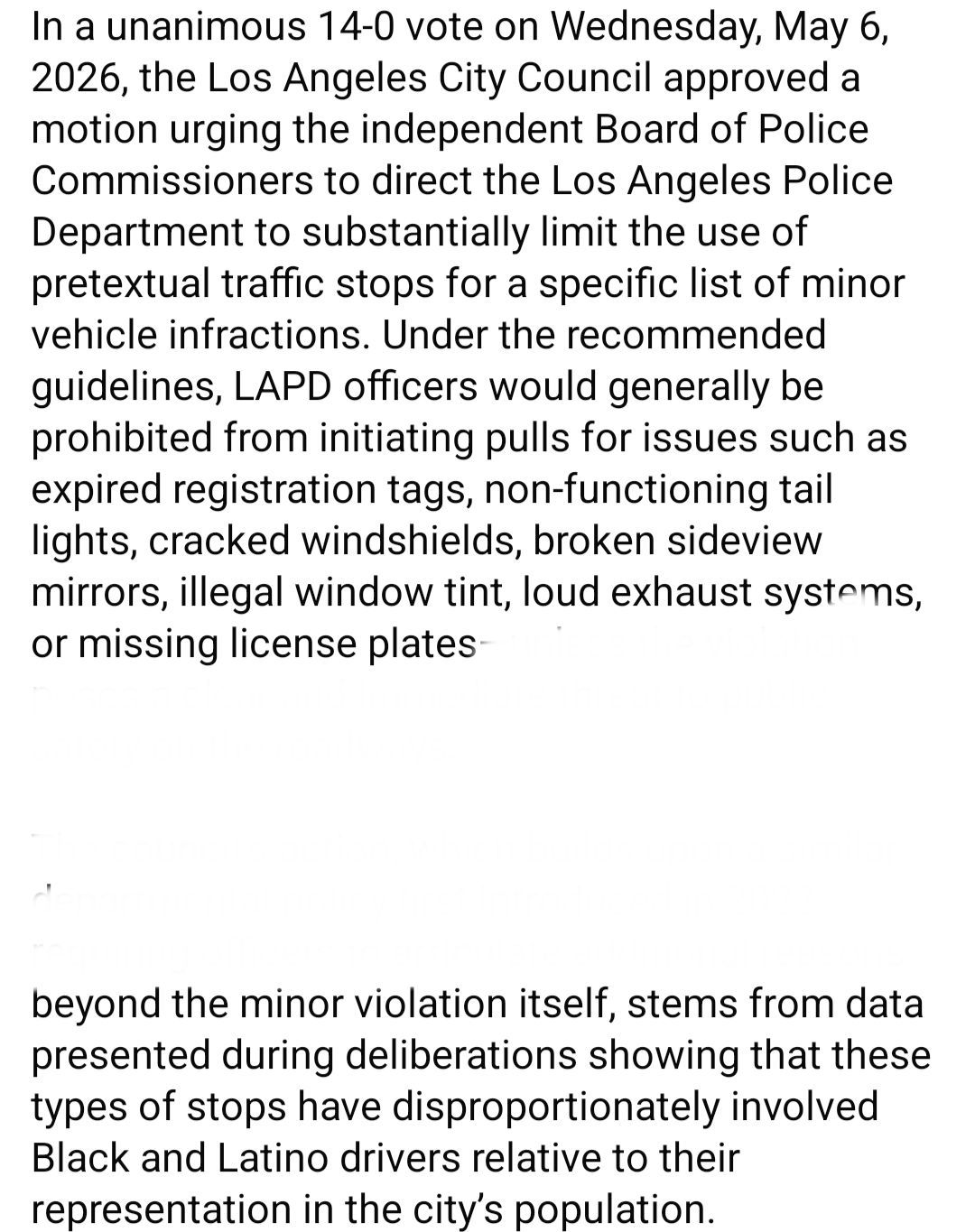 But what could possibly lead to them being stopped more often for these infractions?