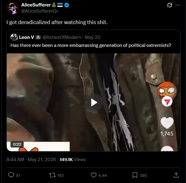 Extremist Cringe in comments below