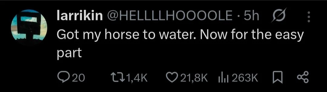Can't make [the horse] drink? Skill issue.