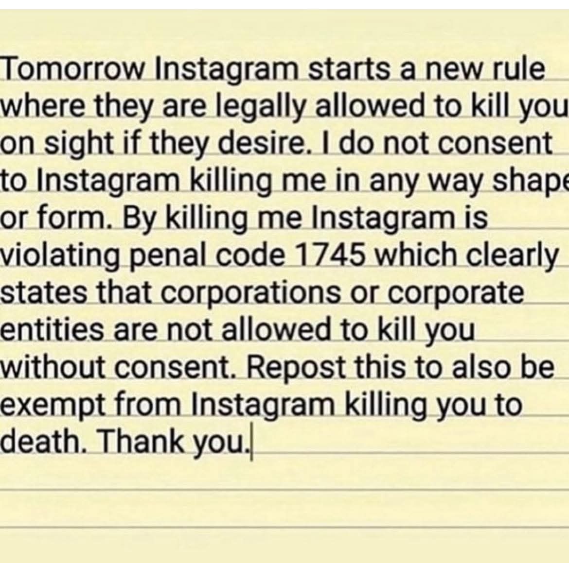 Copypaste this on your facebook to avvoid being killed