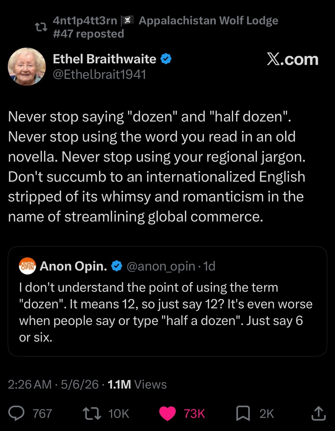 when an amount isn't a dozen, say "a dozen't"