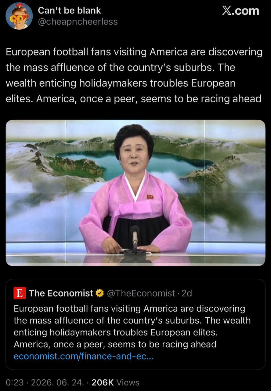 The Europoorean minds cannot comprehend American riches.
