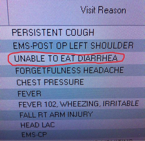 DIARRHEA: DENIED. Comma fail :>