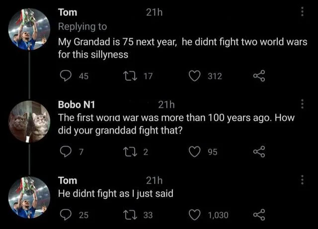 And I didn't lose a leg in Vietnam for this