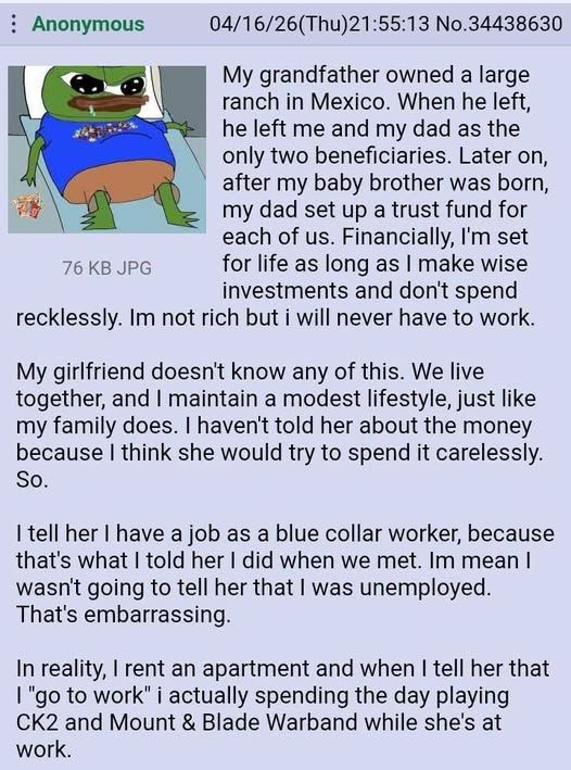 Anon is Living the dream