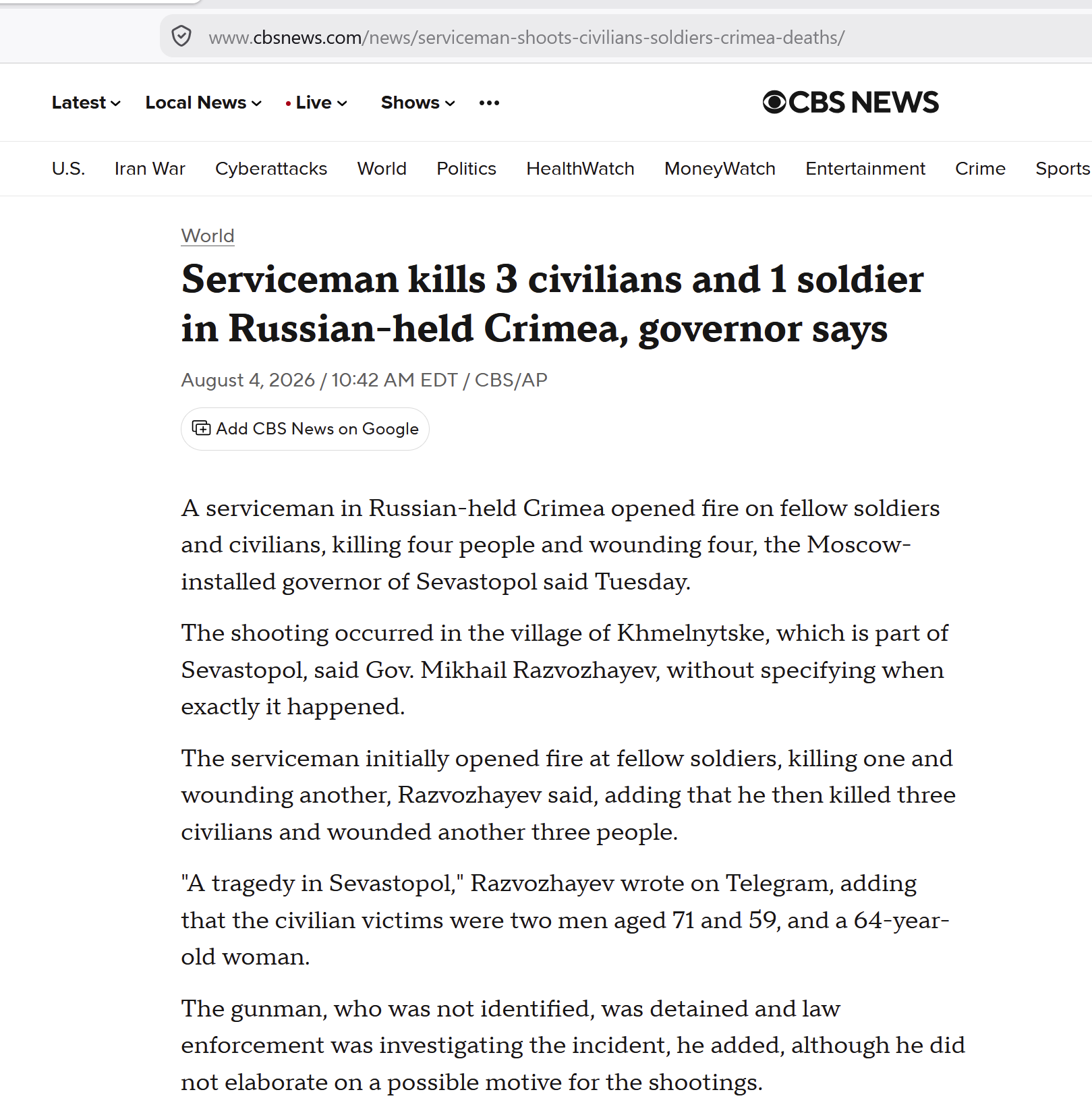 Serviceman had enough