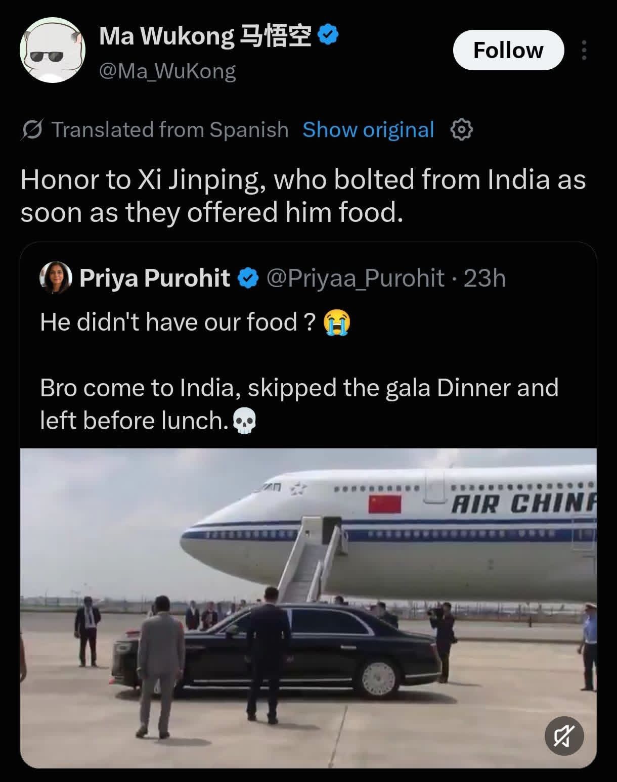 He prefers a succulent Chinese meal