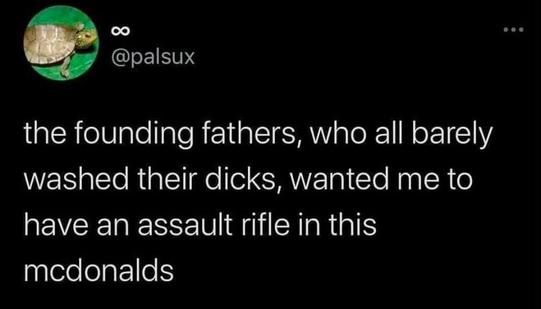 Not gonna let some dickwasher tell me what goyslop distributor i can or can't be armed in