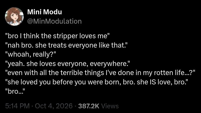 She stripped for your sins