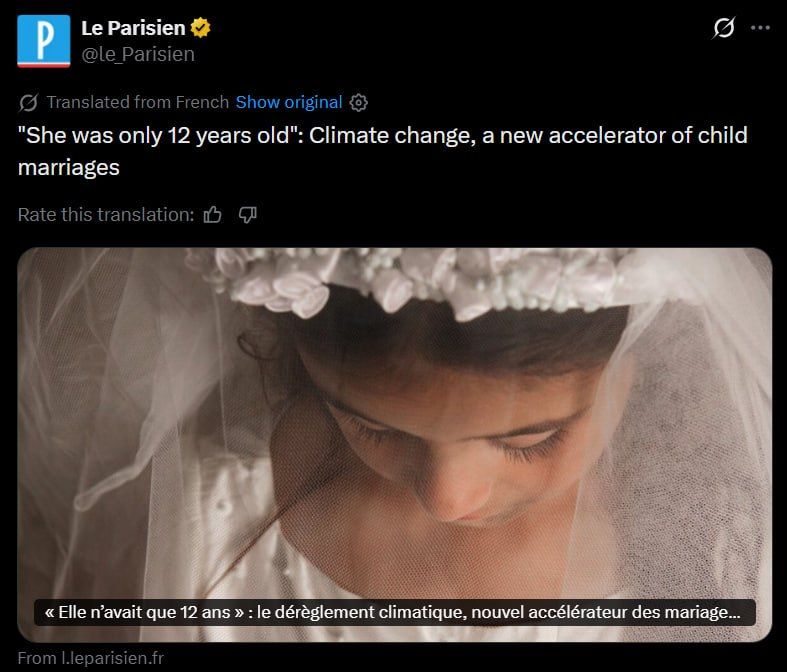 We need a tax on preteen marriages to combat the global warming