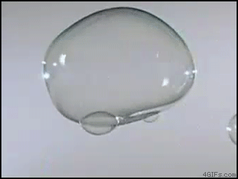 Bubble popping in slow motion