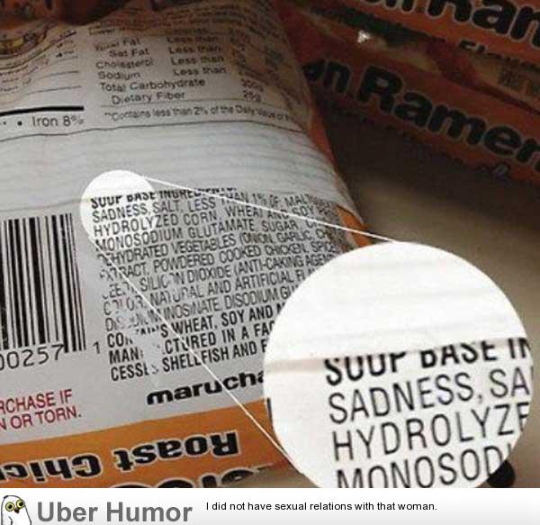 Forever alone meme's own special ingredient for his fine noodles.
