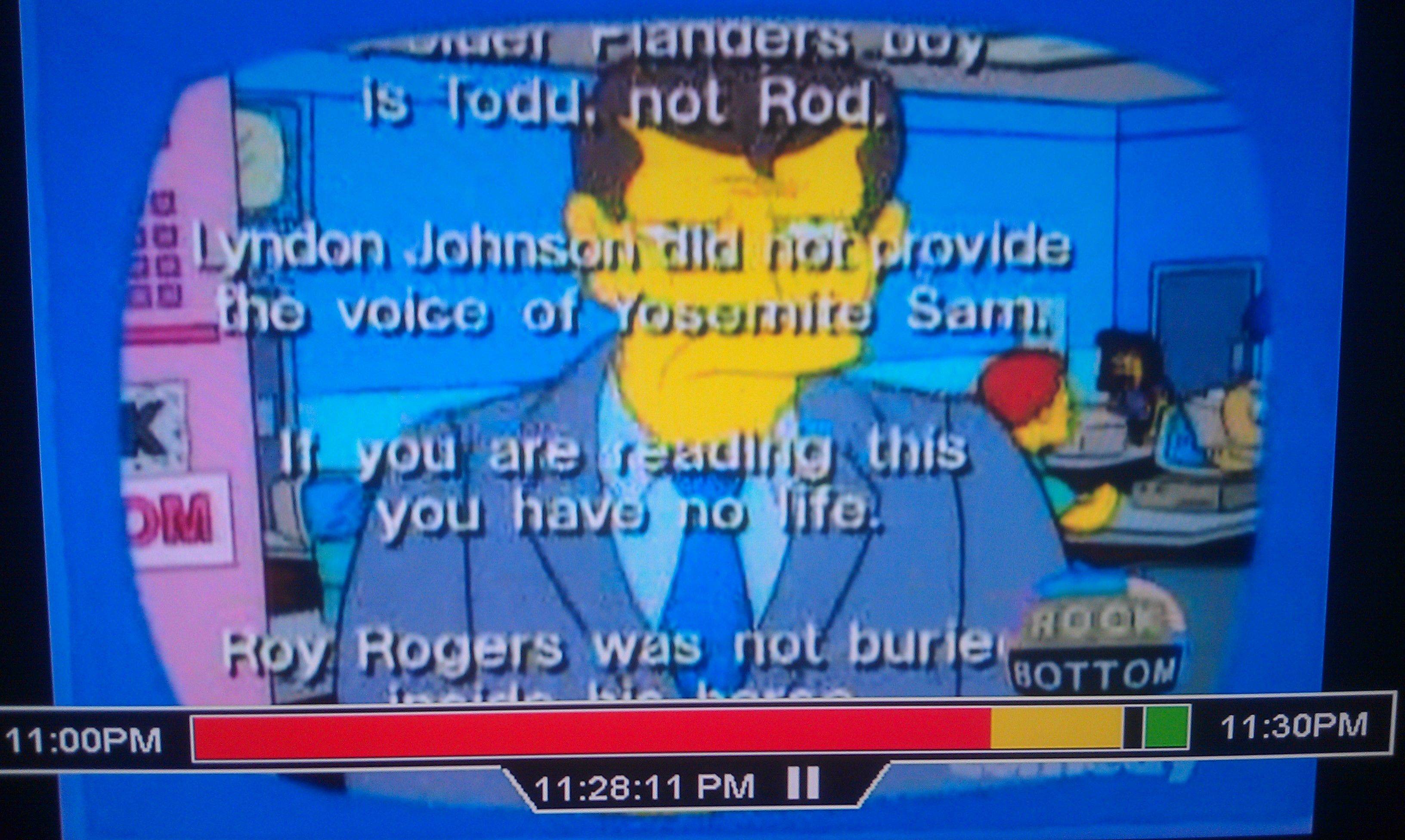 I was only trying to read the witty, fast moving text in the Simpsons...