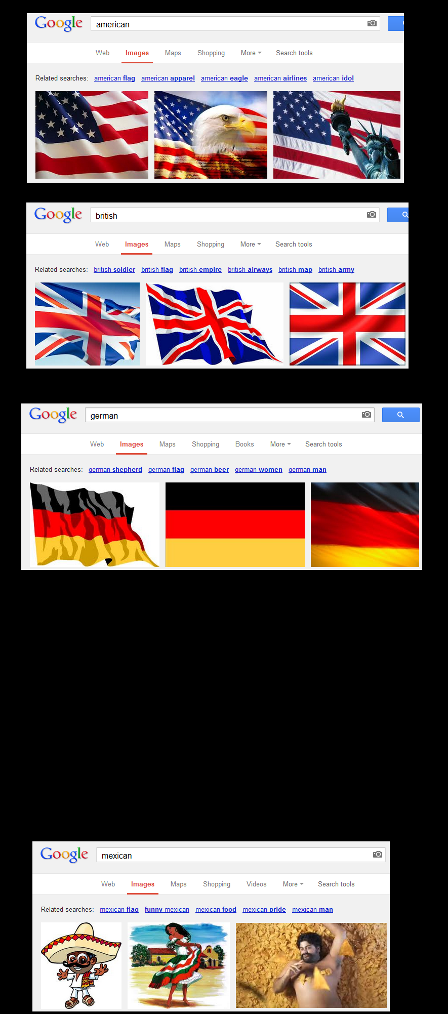 How Google feels about nationalities...