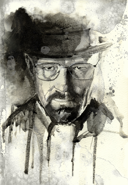 Today I did a watercolor of Heisenberg (Walter Breaking Bad)
