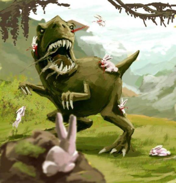 You think bunnies are cute well T-rex doesn't