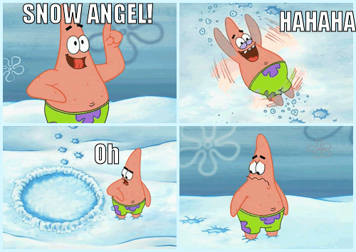 Patrick makes a snow angel