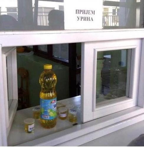 This is how you bring a urine sample in Serbia