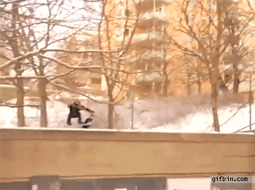 Snowboarder Accidentally Falls Off Building Like A Boss