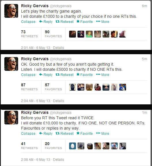Nobody reads anything on twitter, and Ricky Gervais proved it