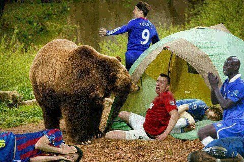 Here's the example how some professional football players would act in case of the bear attack
