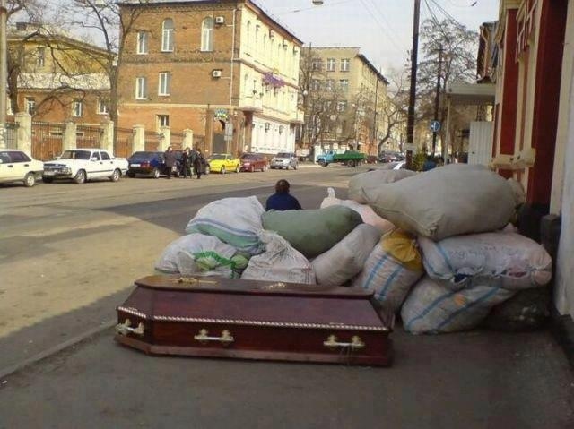 I think someone forget to take Gradma to the funeral...
