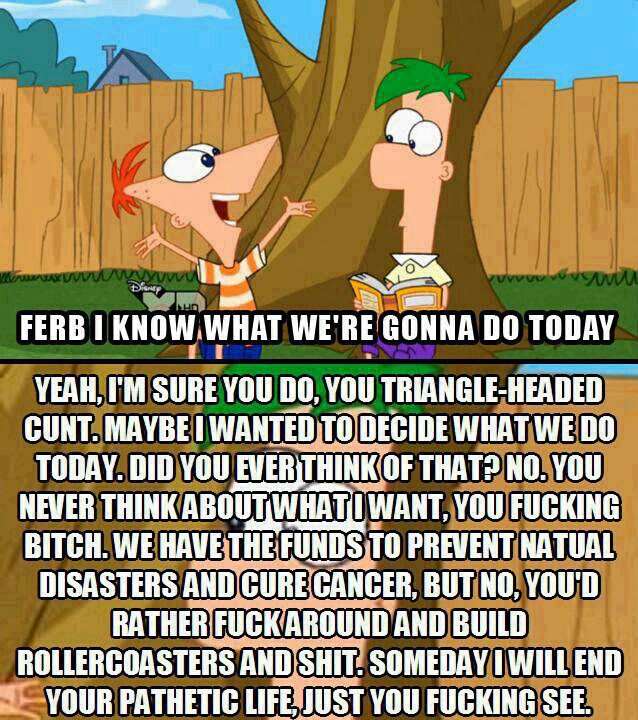 What ferb is holding in