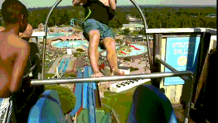 Hardcore guy at the water park