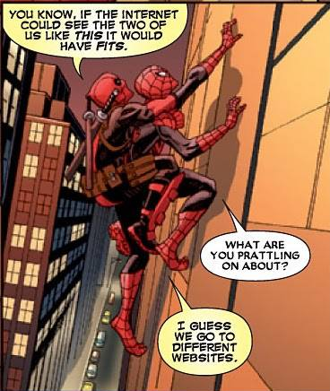 i wonder what website spidey goes on