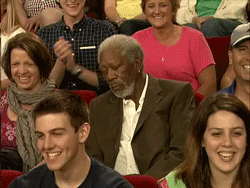 Morgan Freeman falls asleep in the "Late Night" audience