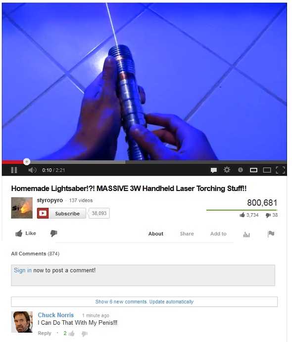 Chuck Norris' Laser pen!s