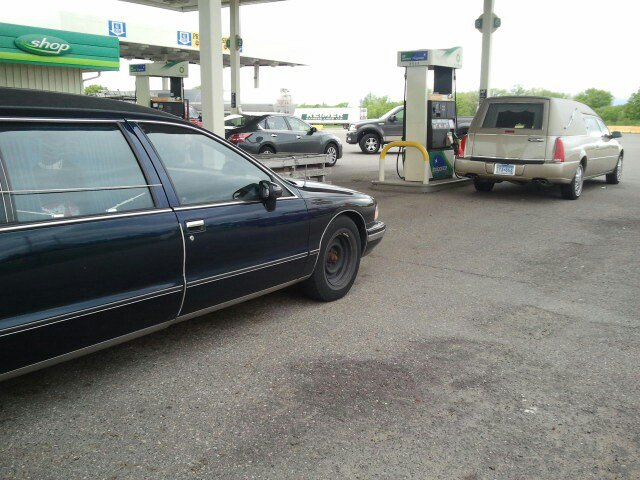 That awkward moment when you pull up to another hearse at the gas station