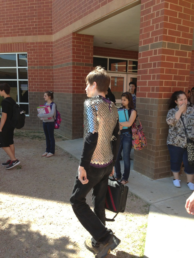 This kid at school makes chain mail, wears it and refuses to take it off when asked by teachers