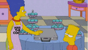 Why the cupcakes in the simpsons are blue..