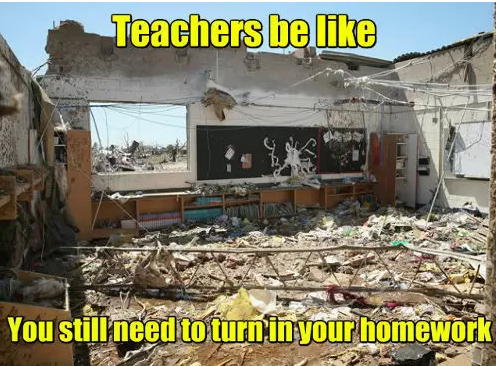 "Although I am not able to teach in this mess. Somebody, please clean up this mess."