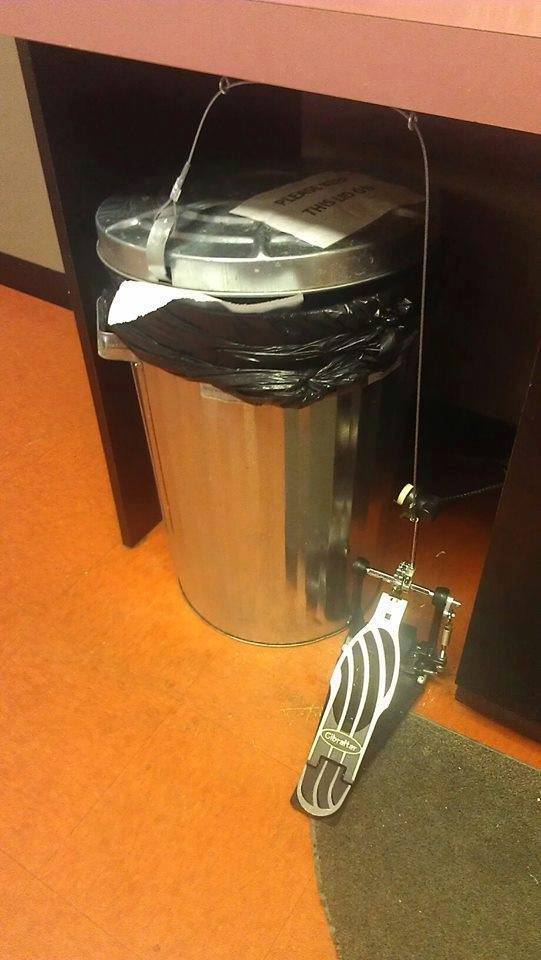 metal trashcan