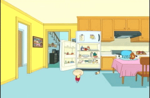 When there is new food in the fridge: