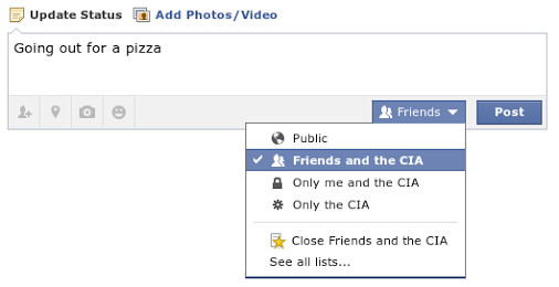 The new Prism settings for Facebook.