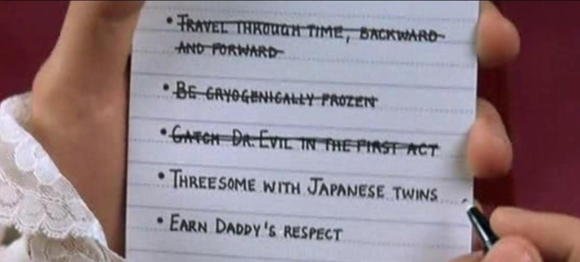 Austin Power's To Do List. It's the little things in this film...