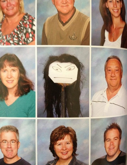 One of the teachers was absent for photo day: they improvised
