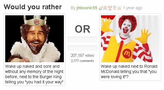 I applaud the person who thought of this "would you rather"