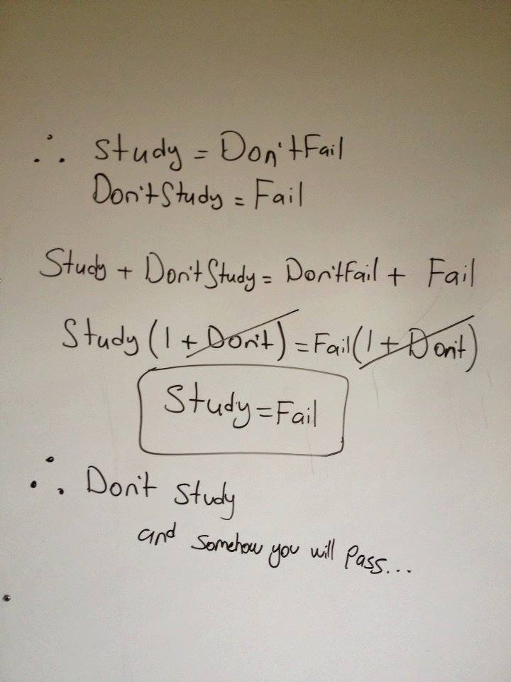 Mathematic proof of Study = Fail