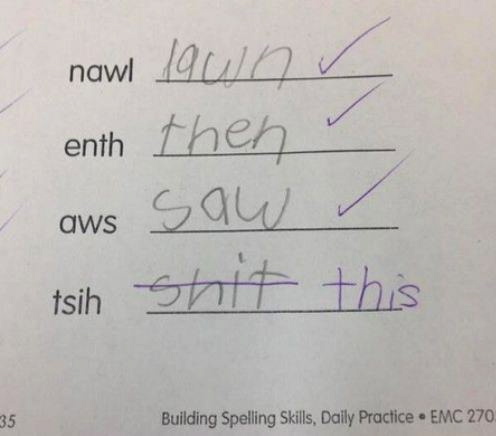 Kid got some spelling skills