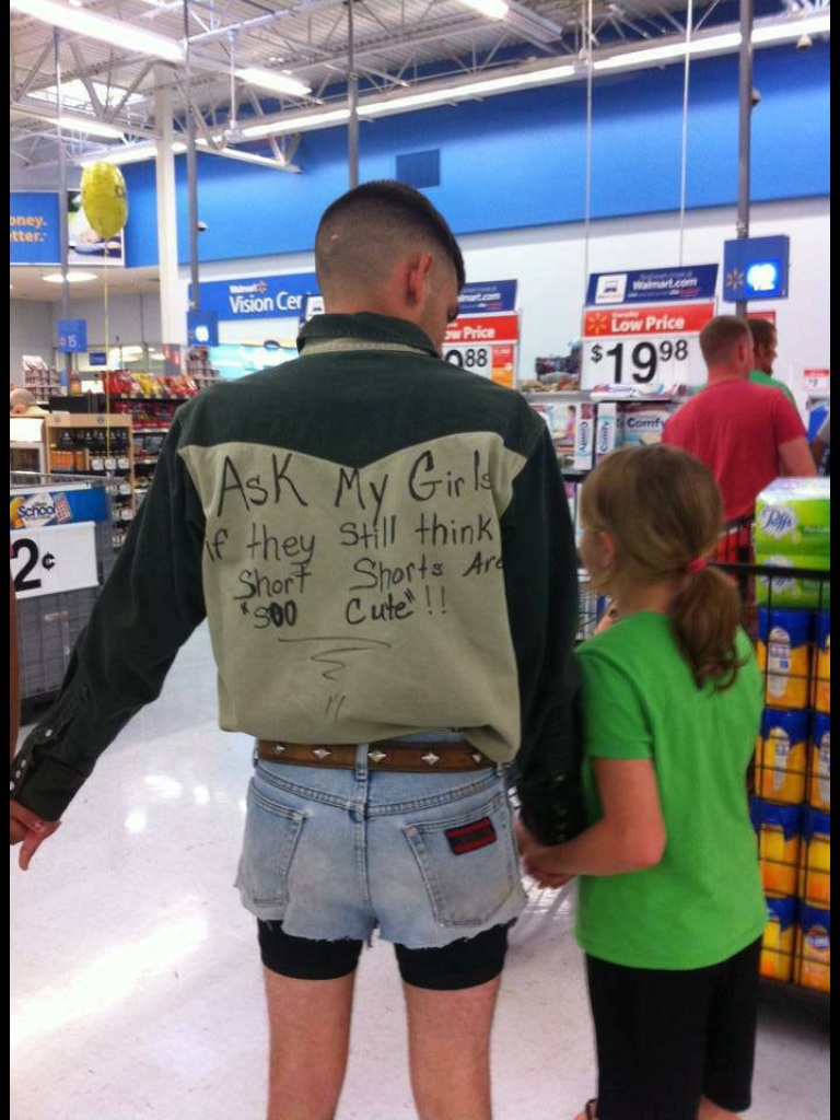 Not sure if public shaming of his children, or if he wanted to dress like this in the first place.