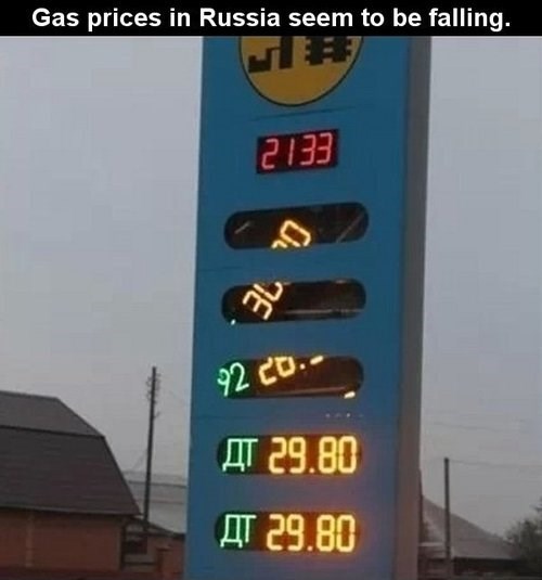 while our gas prices are rising, Russia's gas prices seem to be falling.